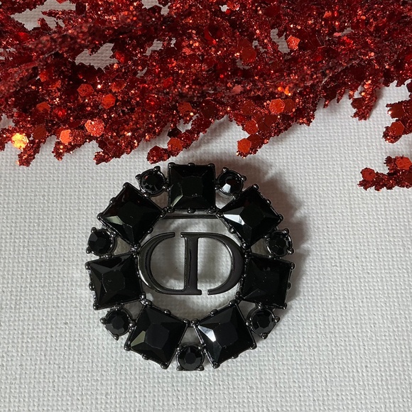 Dior Black CD Brooch - Picture 1 of 3